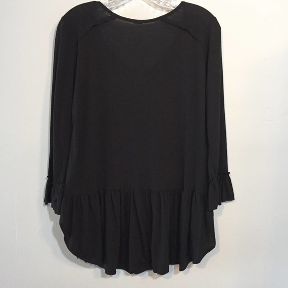 𝅺POOF Boho Hippie Embroidered Ruffle Lace Up Top Peplum Hem Women’s S Festival - Picture 7 of 8